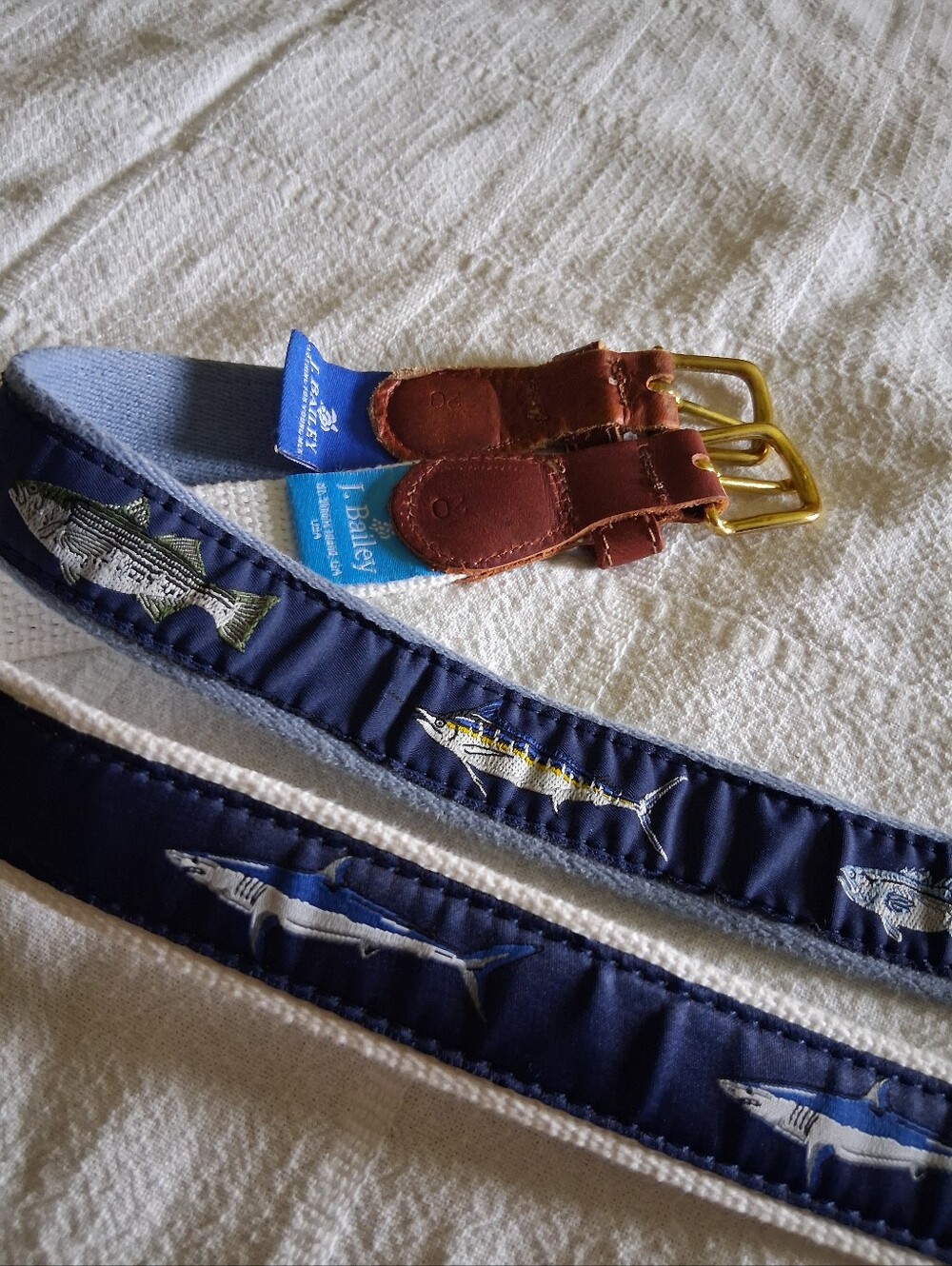 J. Bailey Leather/Canvas Ocean Fish Belt Bundle (2)